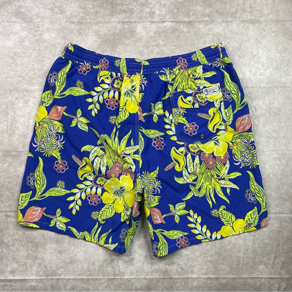 Polo Ralph Lauren Swim Trunks Men's XL Tall Blue Floral Lined Pockets Drawstring - Picture 4 of 16